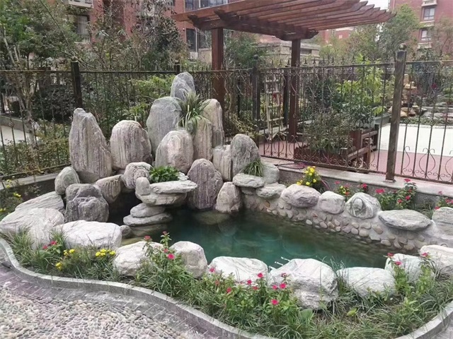 磐石庭院假山鱼池制作视频