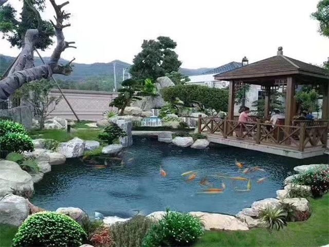 磐石庭院鱼池假山设计